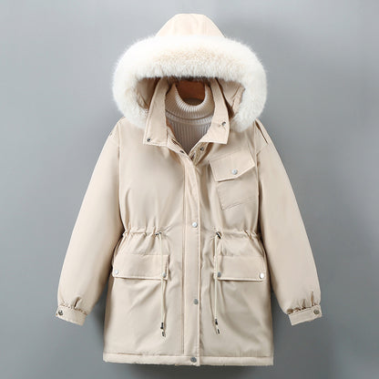 Manteau Mi-long Épais Cintré en Duvet Femme