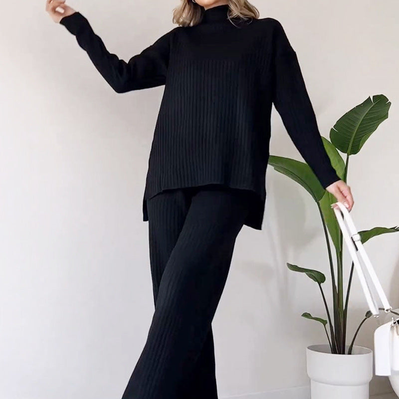 Ensemble Décontracté : Pull Col Roulé et Pantalon Droits