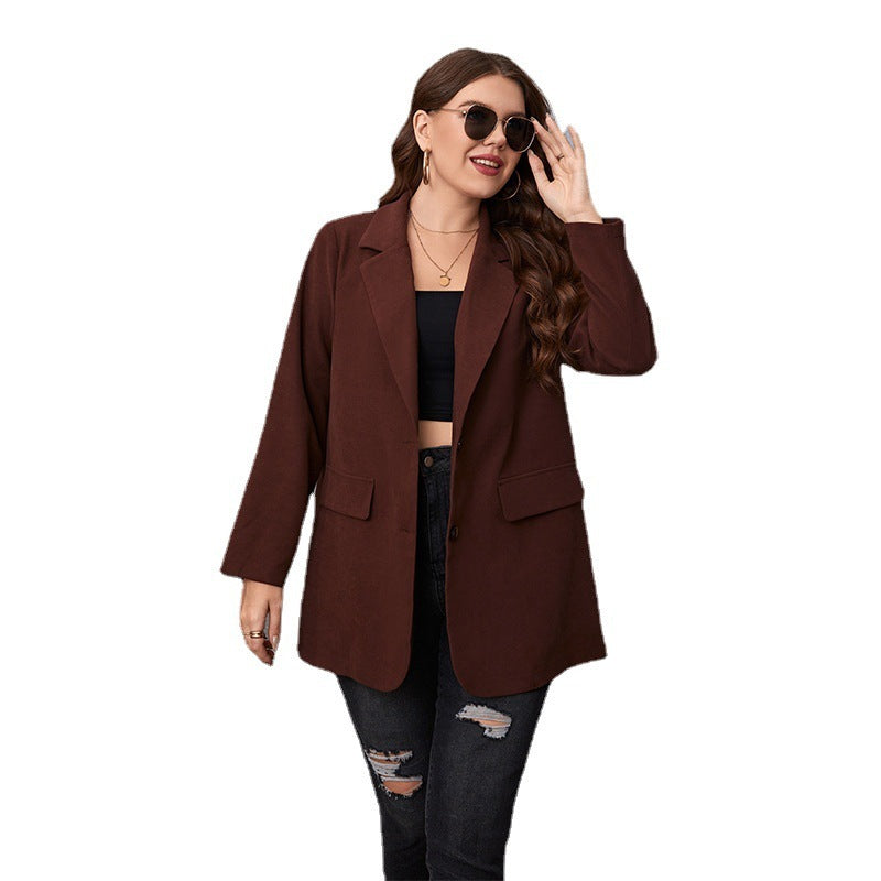 Marron Casual Grande Taille Costume Manteau Femme