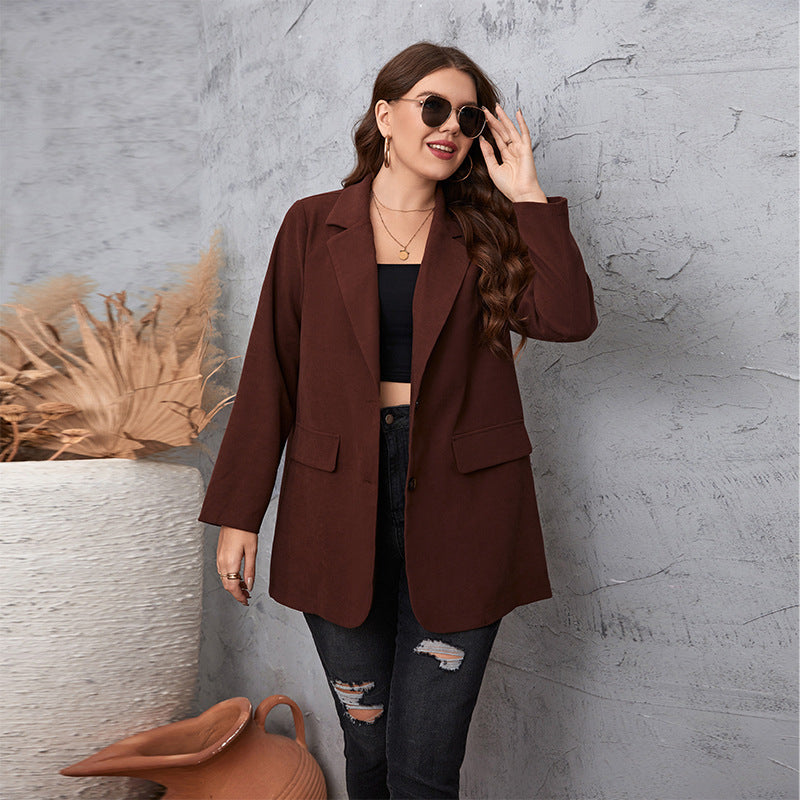 Marron Casual Grande Taille Costume Manteau Femme