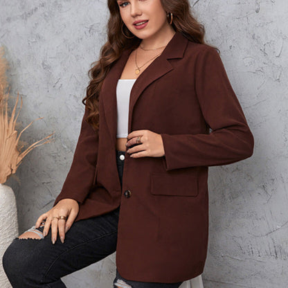 Marron Casual Grande Taille Costume Manteau Femme