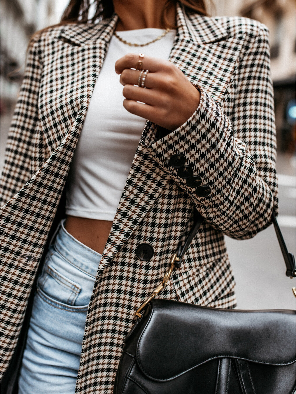 Veste Longue à Carreaux Femme