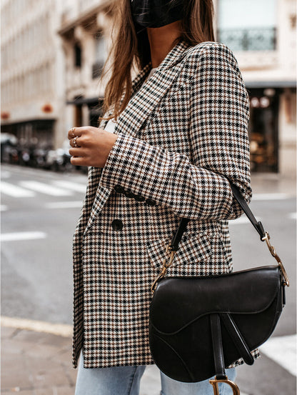 Veste Longue à Carreaux Femme