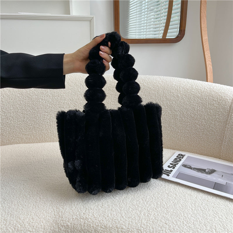 Sac à Bandoulière Mode Femme en Peluche à Grande Capacité