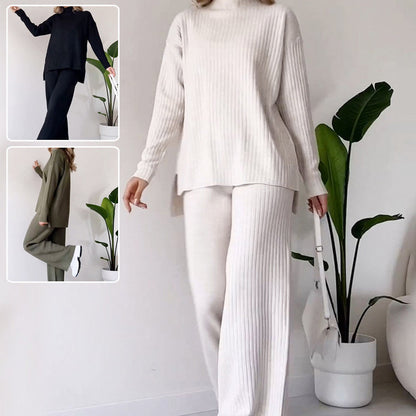 Ensemble Décontracté : Pull Col Roulé et Pantalon Droits