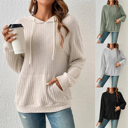 Sweat à Capuche Long à Cordons et Poches pour Femme