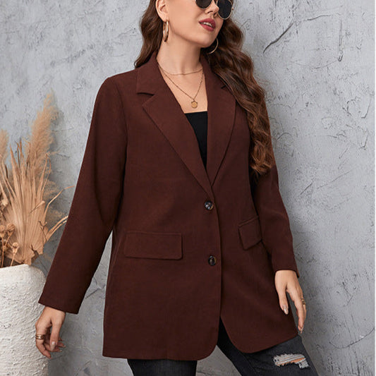 Marron Casual Grande Taille Costume Manteau Femme