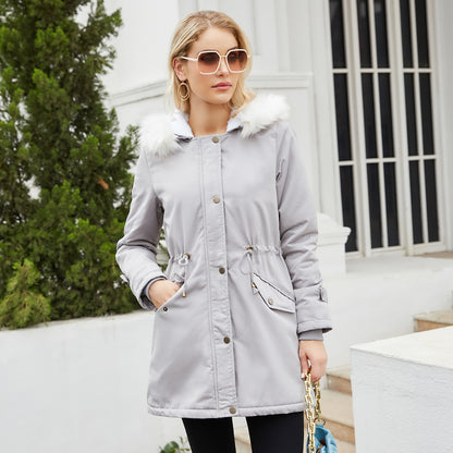 Manteau Femme à Col Fourrure Détachable